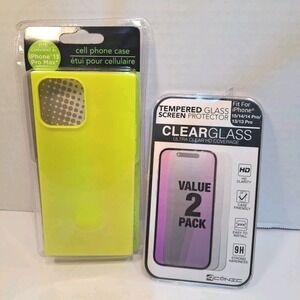 Aconic Tempered Glass Screen Protector 2-Pack and Cell Phone Case for iPhone Lot